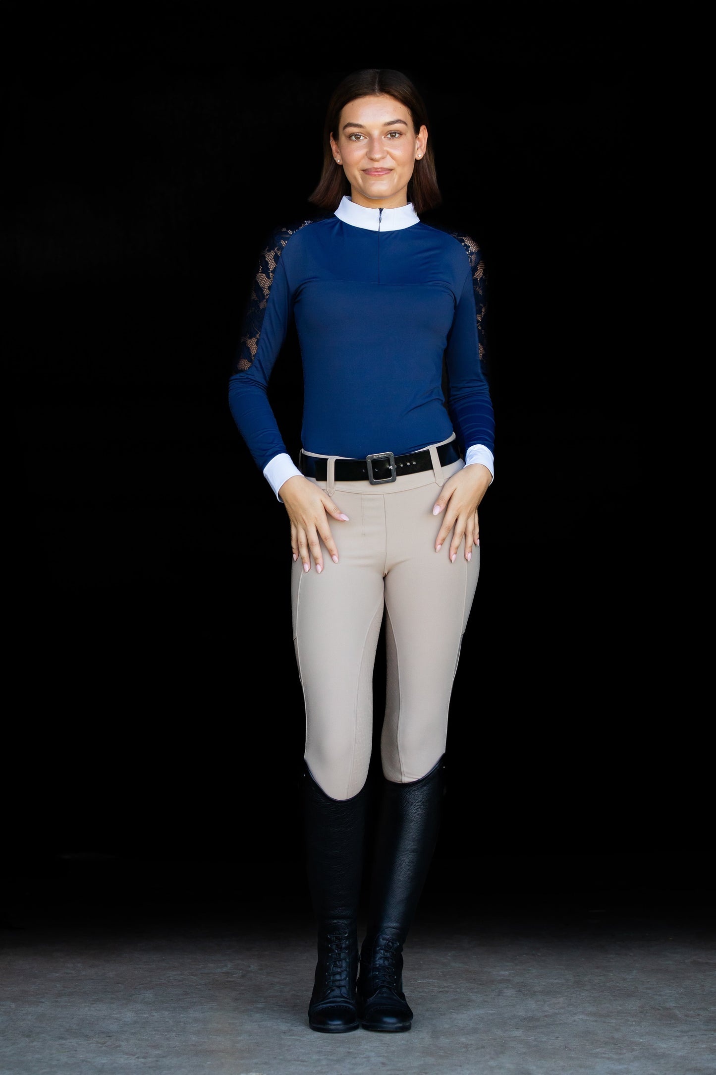 Navy Longsleeve lace with zip front