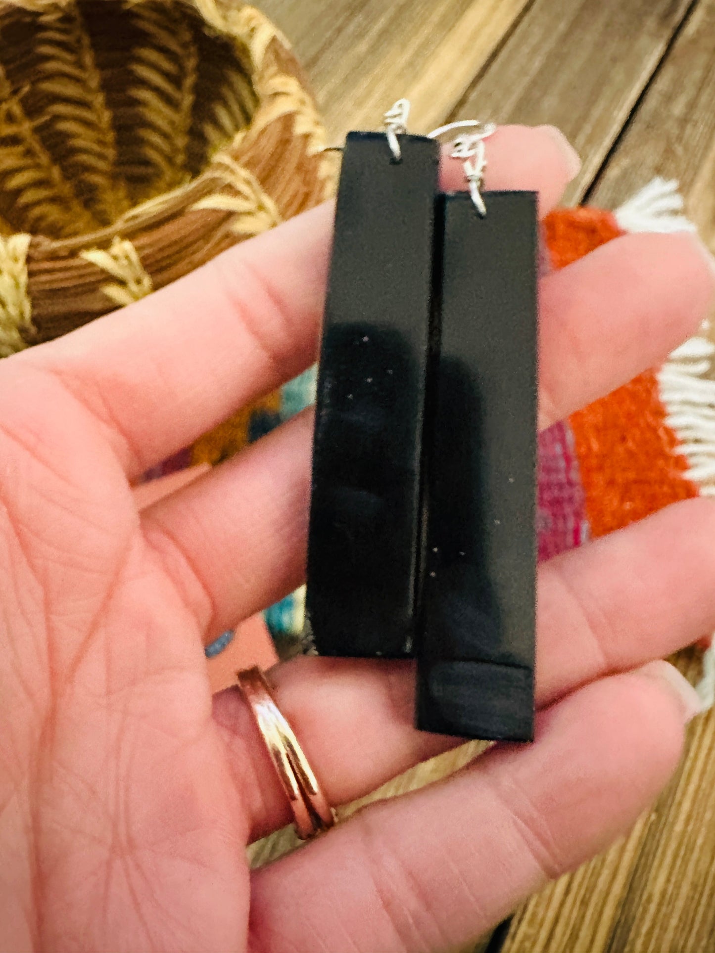 Handcrafted Multi Stone Inlay Slab Dangle Earrings