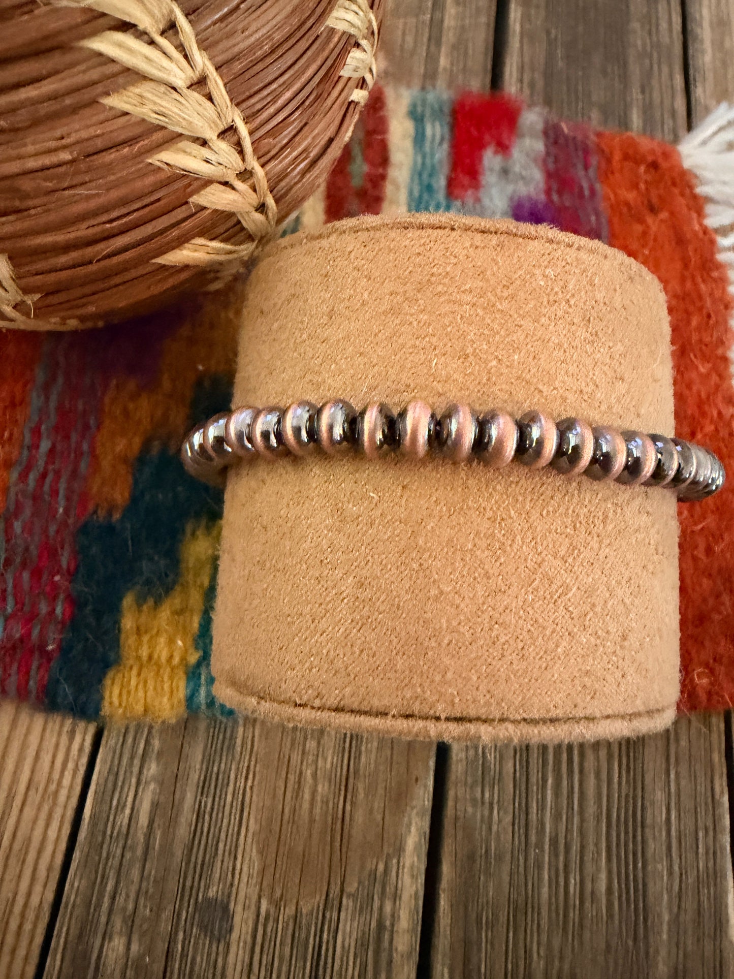 Handcrafted Copper Beaded 6mm Saucer Bracelet