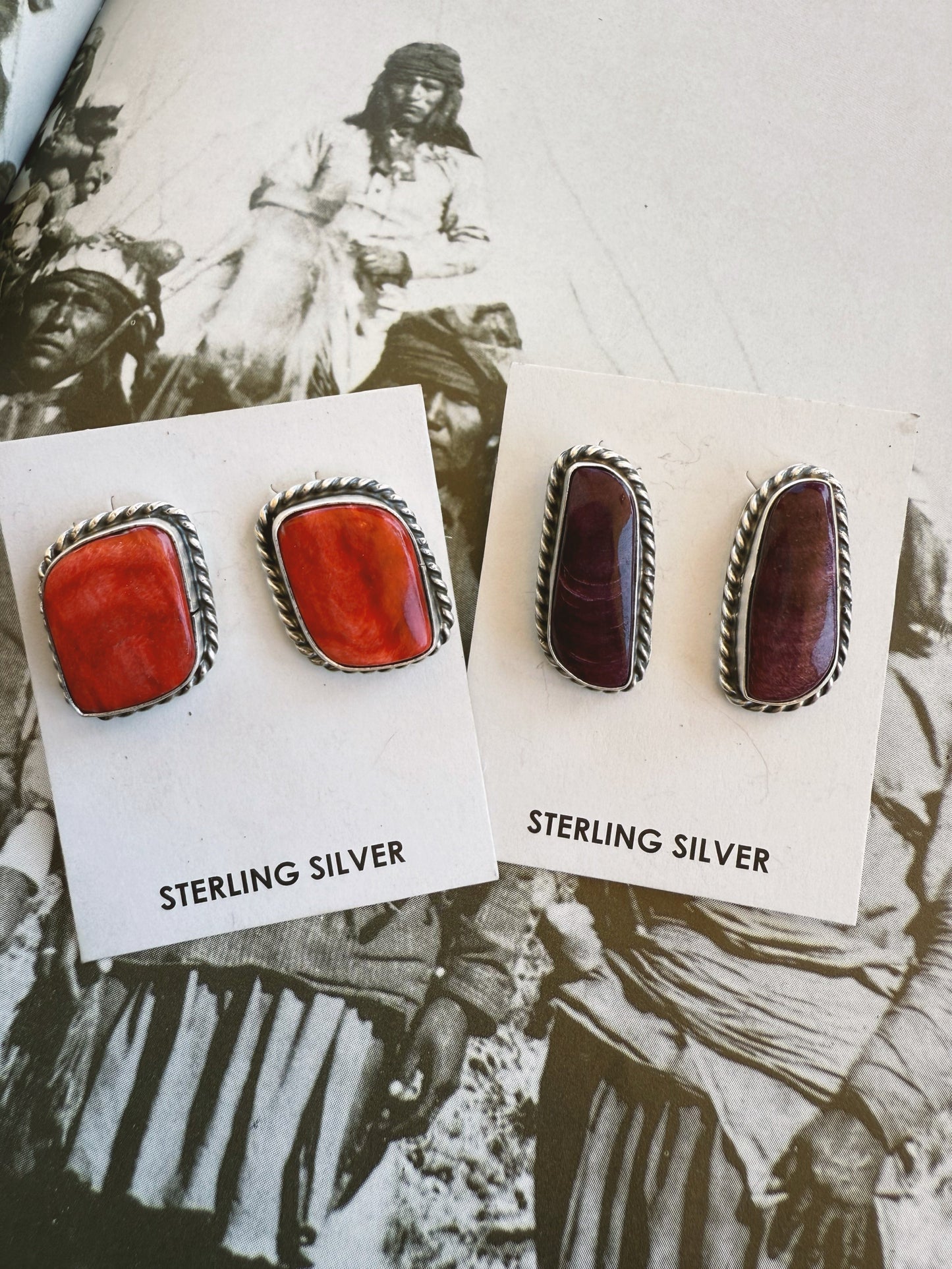 Purple Spiny Oyster Stud Earrings