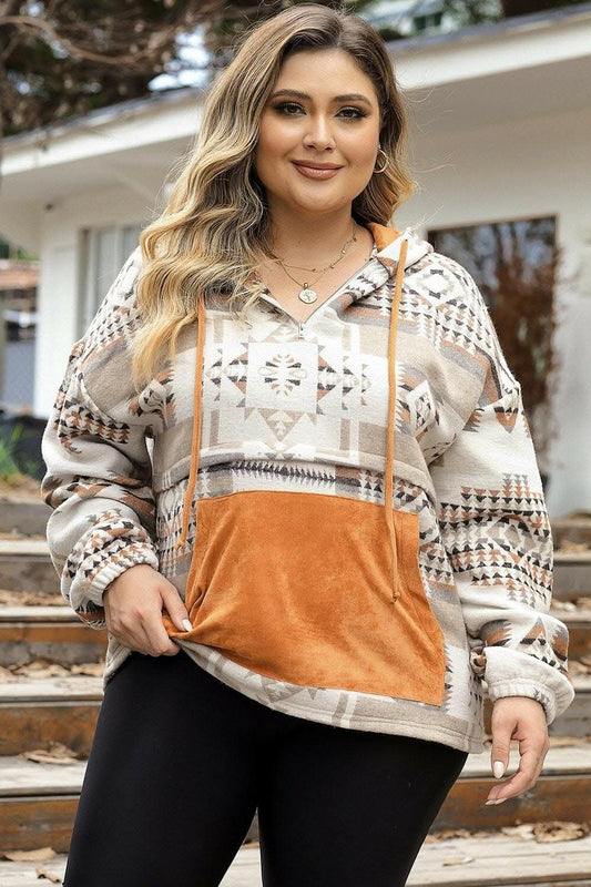 Chic plus size geometric hoodie
