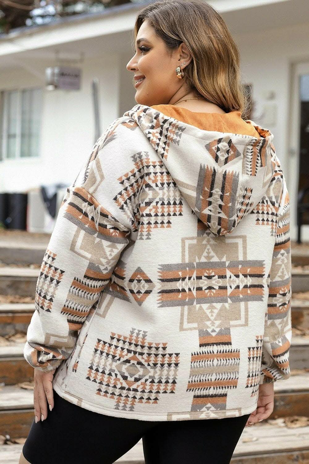 Chic plus size geometric hoodie