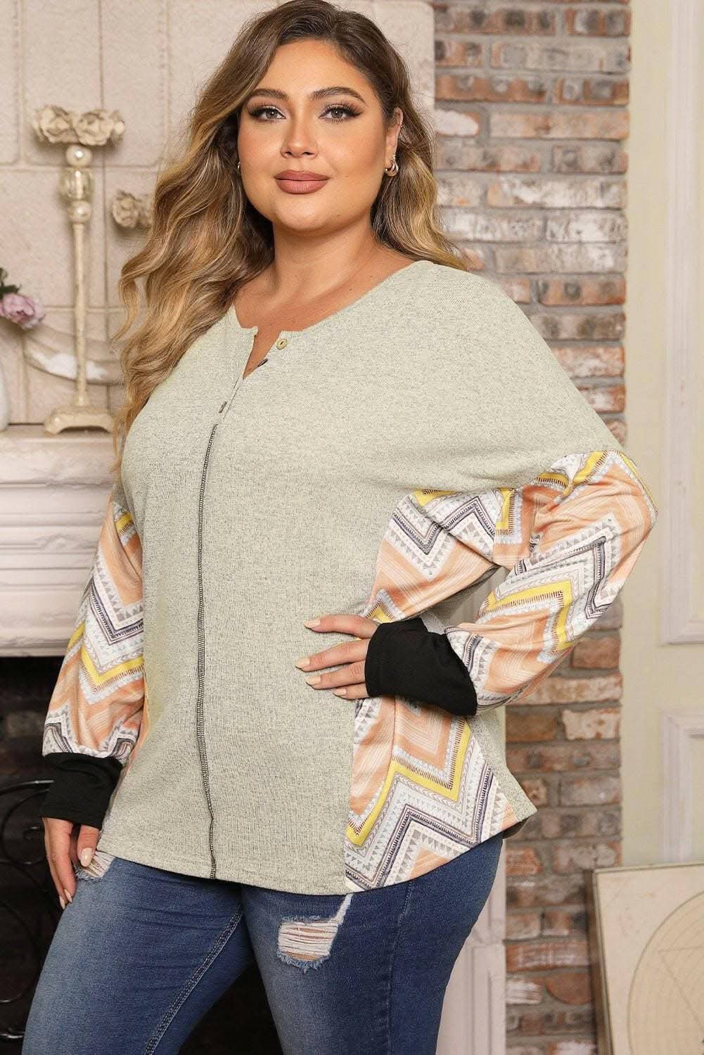 Chic plus size long sleeve tee