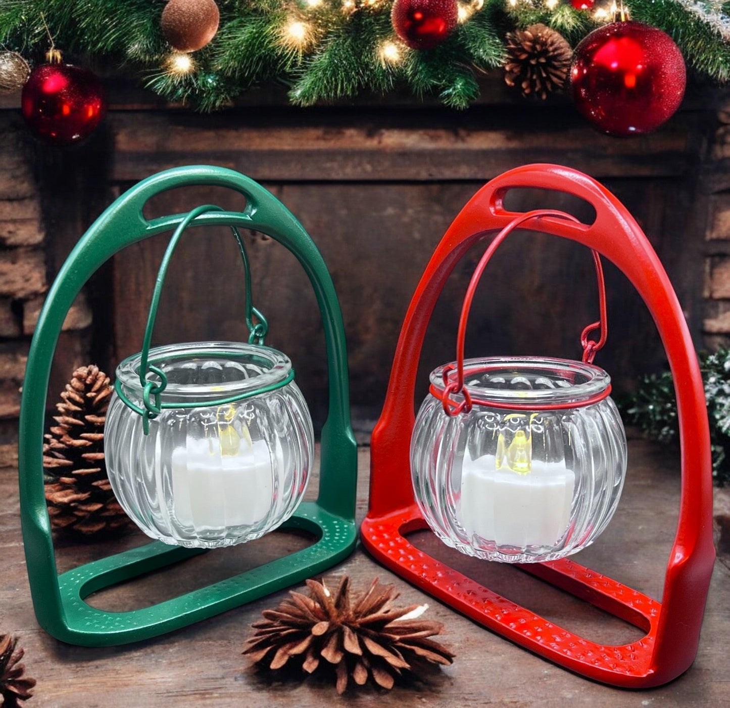 English Stirrup Candle Lights - Red