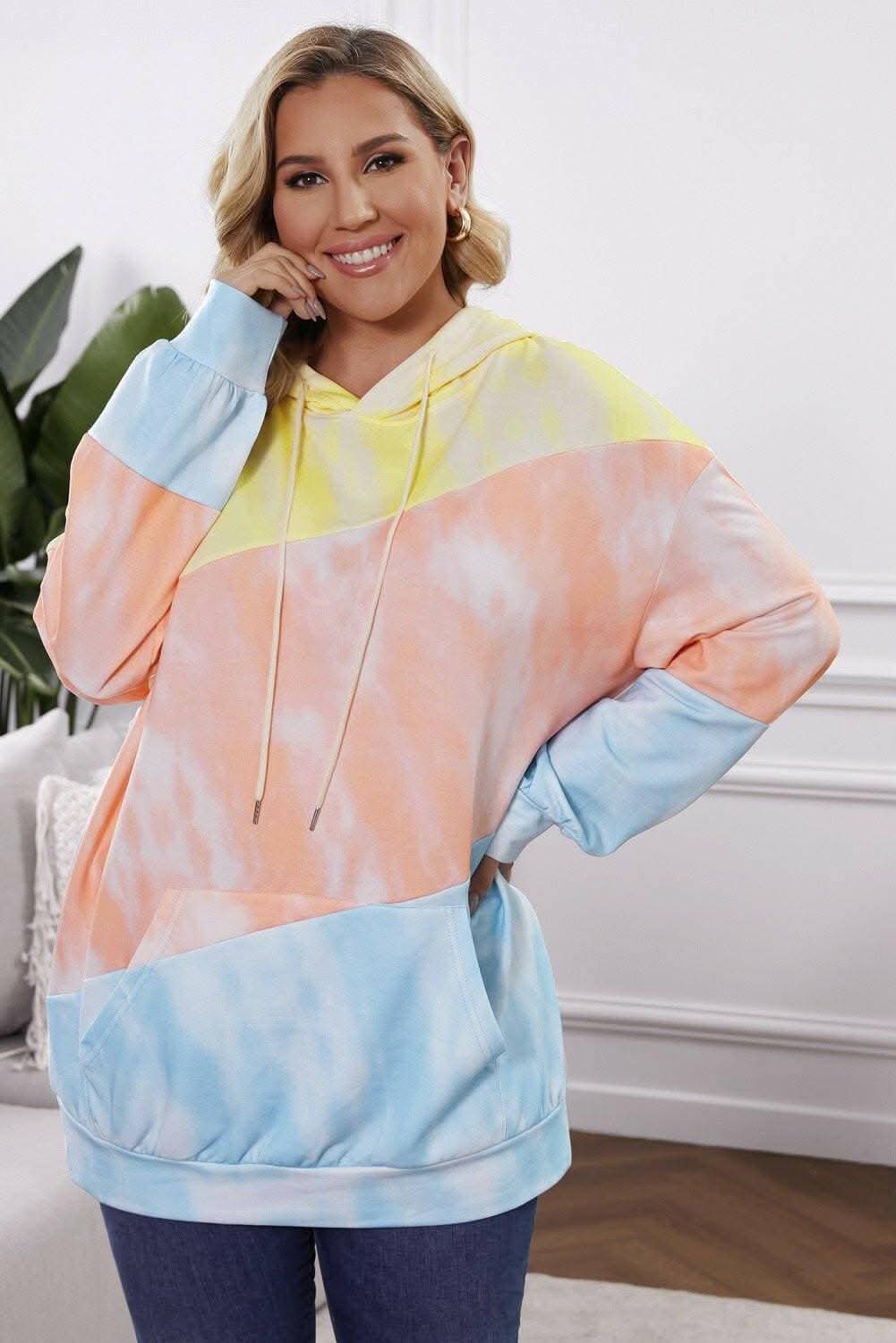 Color block plus size hoodie