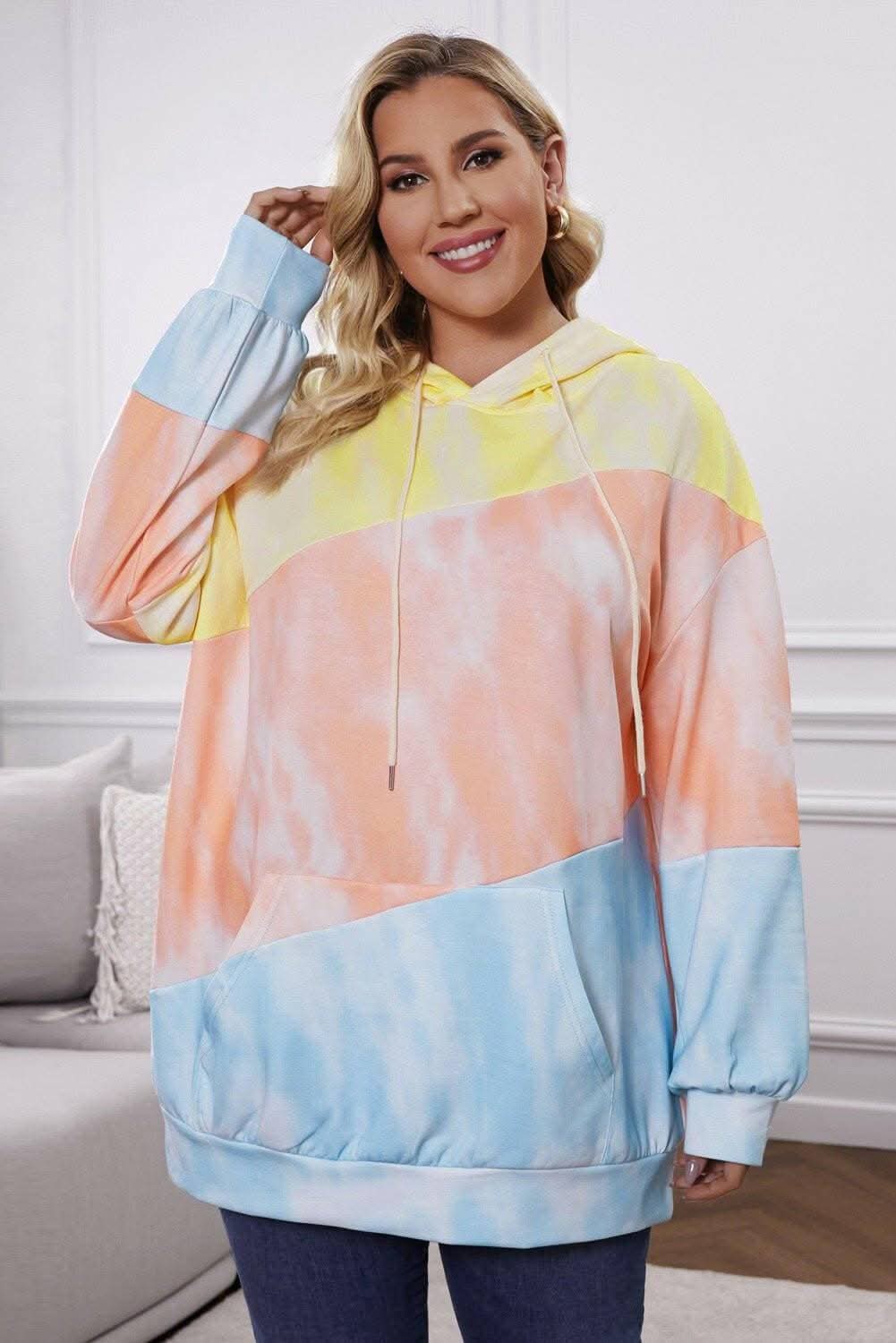 Color block plus size hoodie