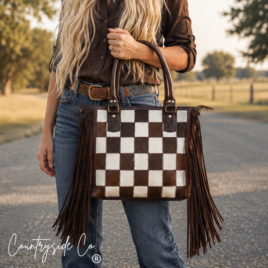 Canyon Check Cowhide Concealed Carry Purse