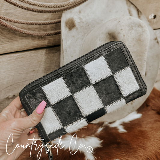 Stockyard Checkered Cowhide Wallet