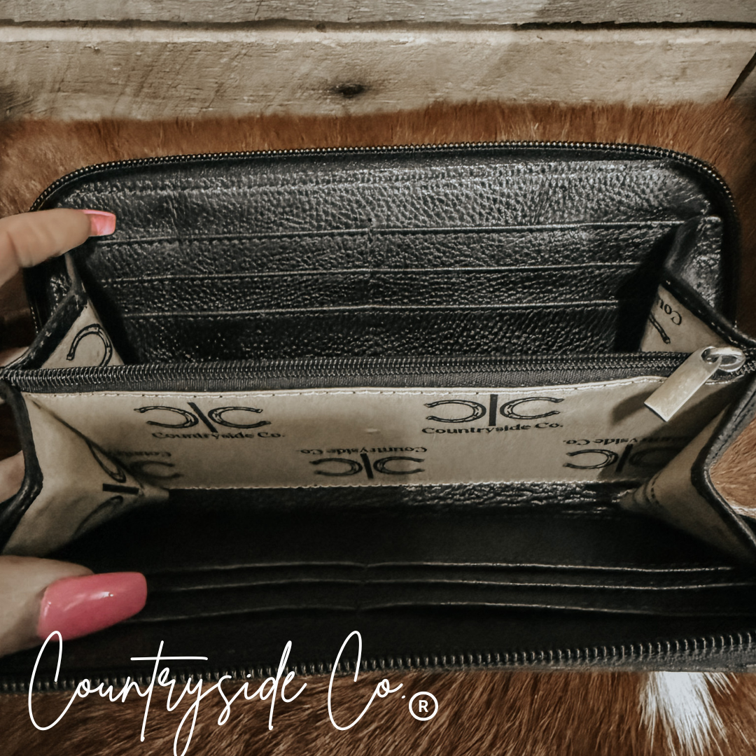 Stockyard Checkered Cowhide Wallet