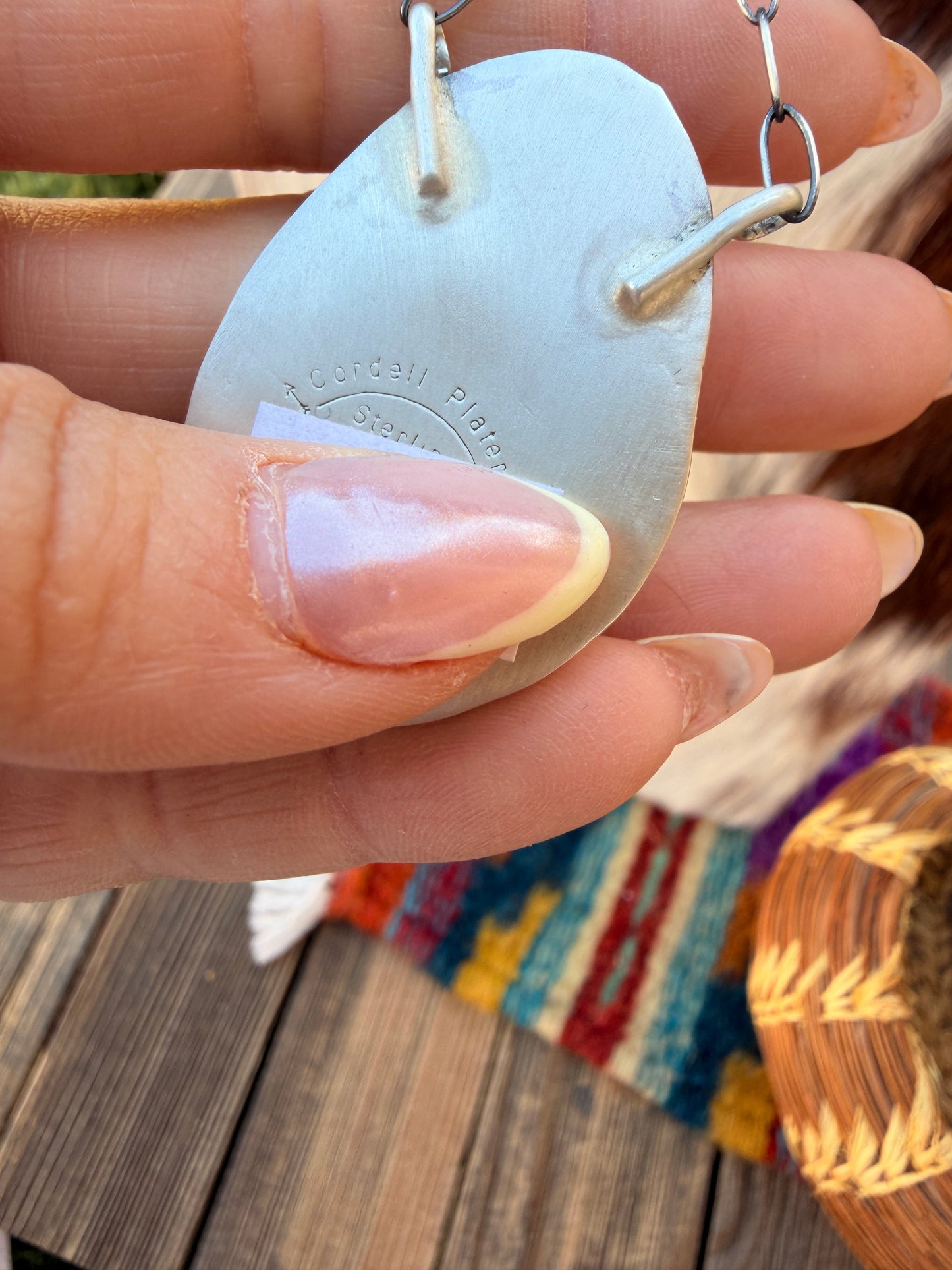 Handcrafted Number 8 Turquoise & Sterling Silver Necklace by Cordell Platero