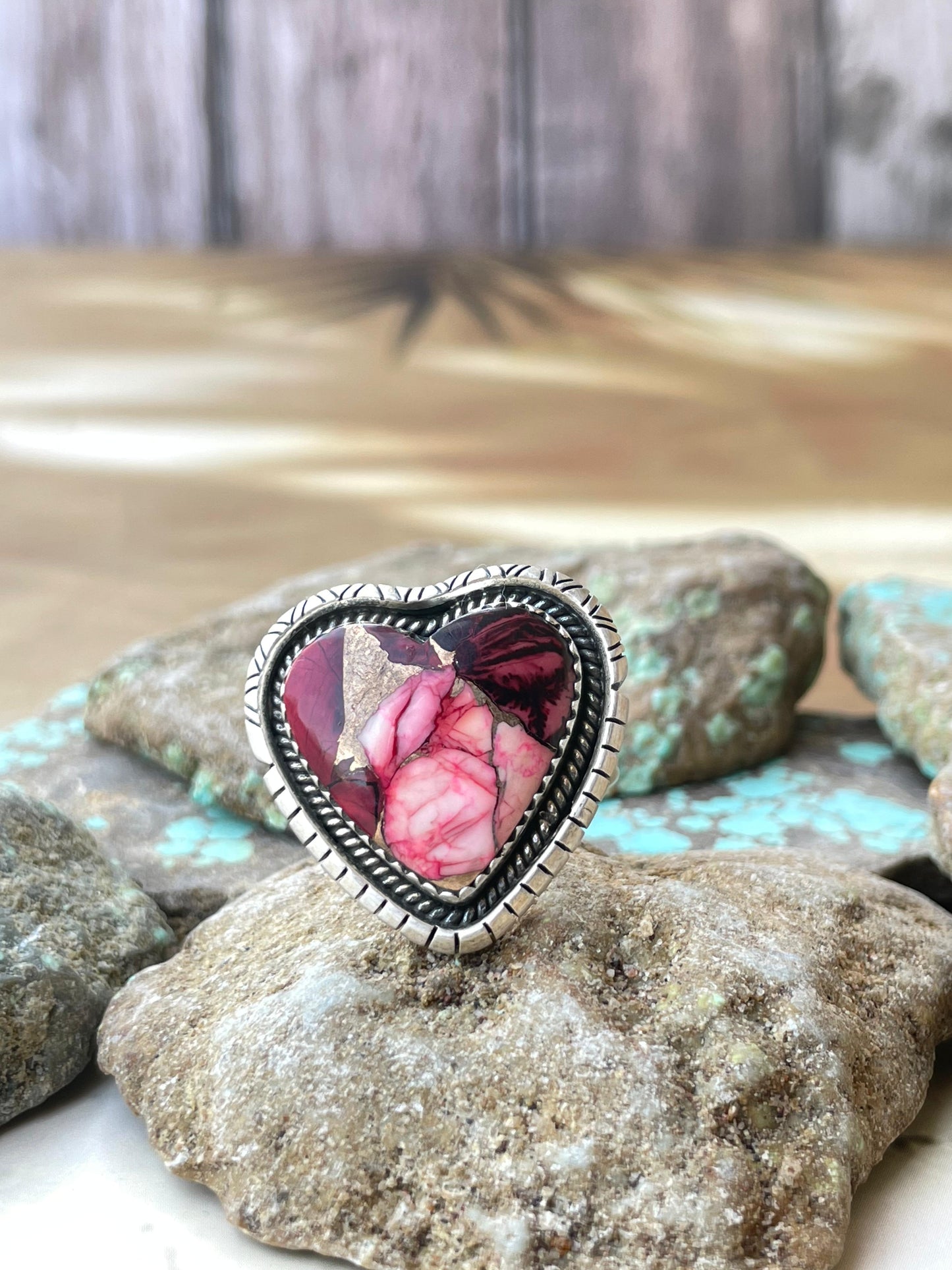 Beautiful Handmade Dahlia Rose And Sterling Silver Adjustable Heart Ring