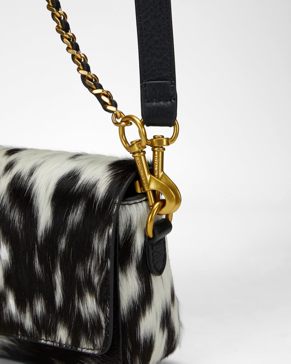 Loyal West Savi Mini Bag In Black & White Cowhide
