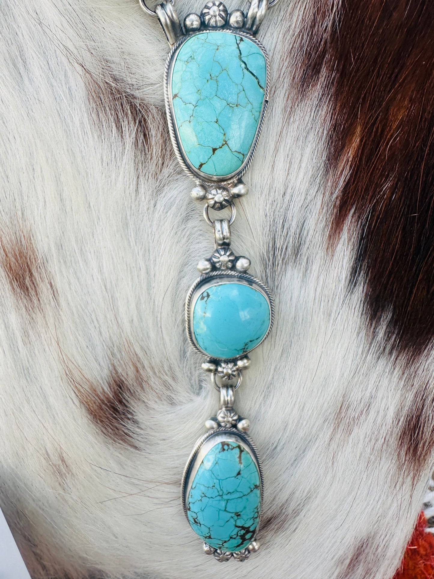 Handcrafted Turquoise & Sterling Silver Necklace and Earring Set by Sheila Becenti