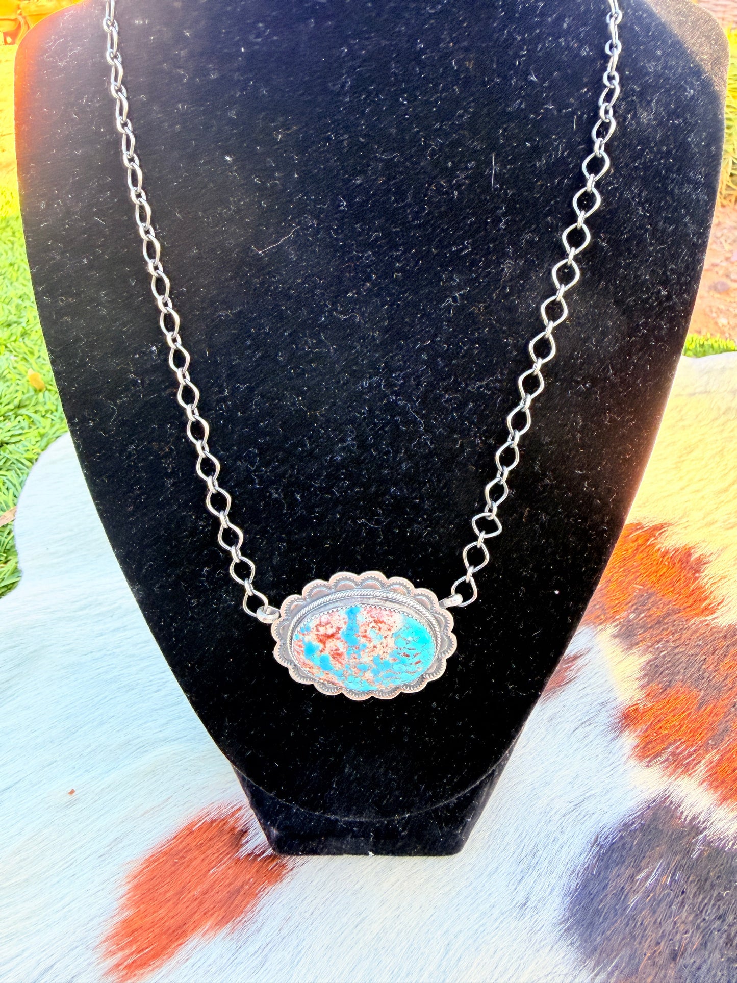 Handcrafted Golden Hills Turquoise & Sterling Silver Necklace