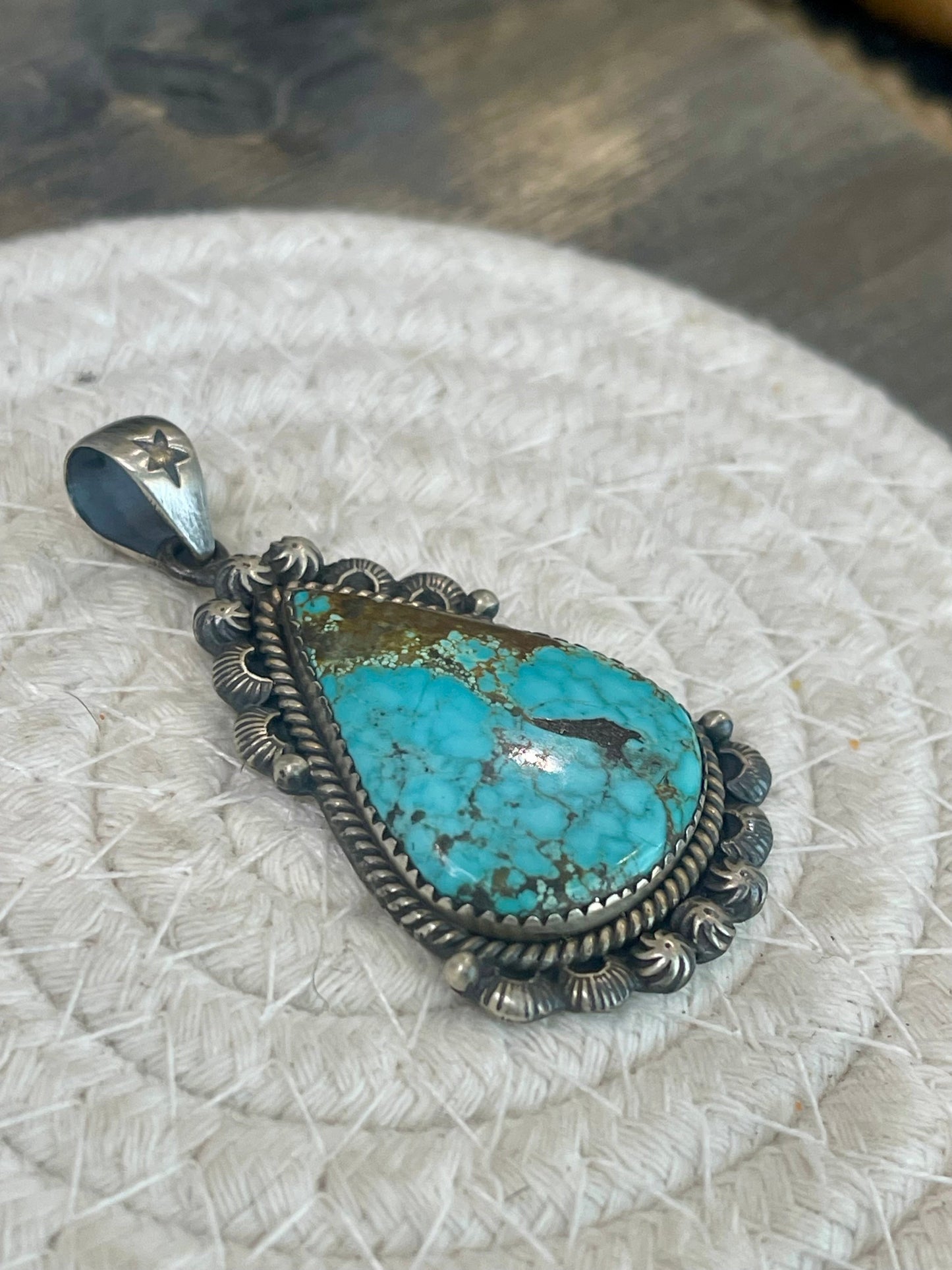 Beautiful Handmade Number 8 Turquoise & Sterling Silver Pendant