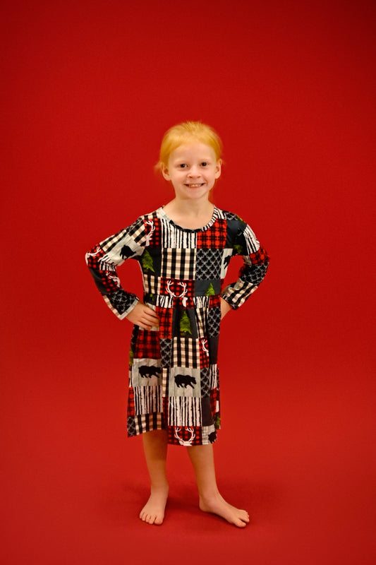 Wilderness Long Sleeve Milk Silk Dress