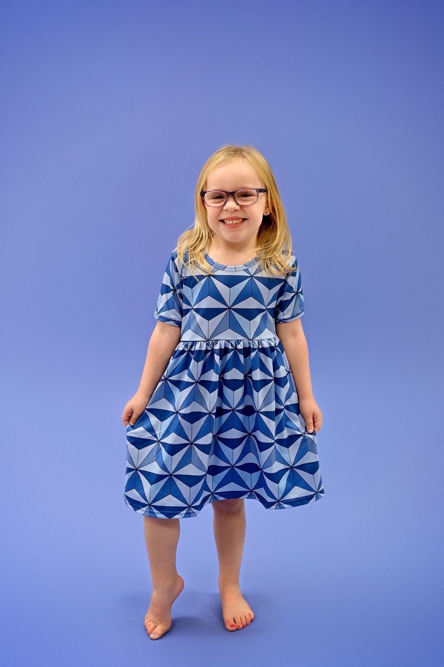 Space Ship Ball Short Sleeve Milk Silk Dress