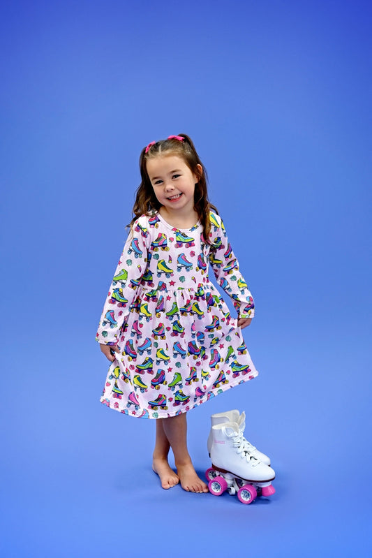 Skate With Me Long Sleeve Milk Silk Dress