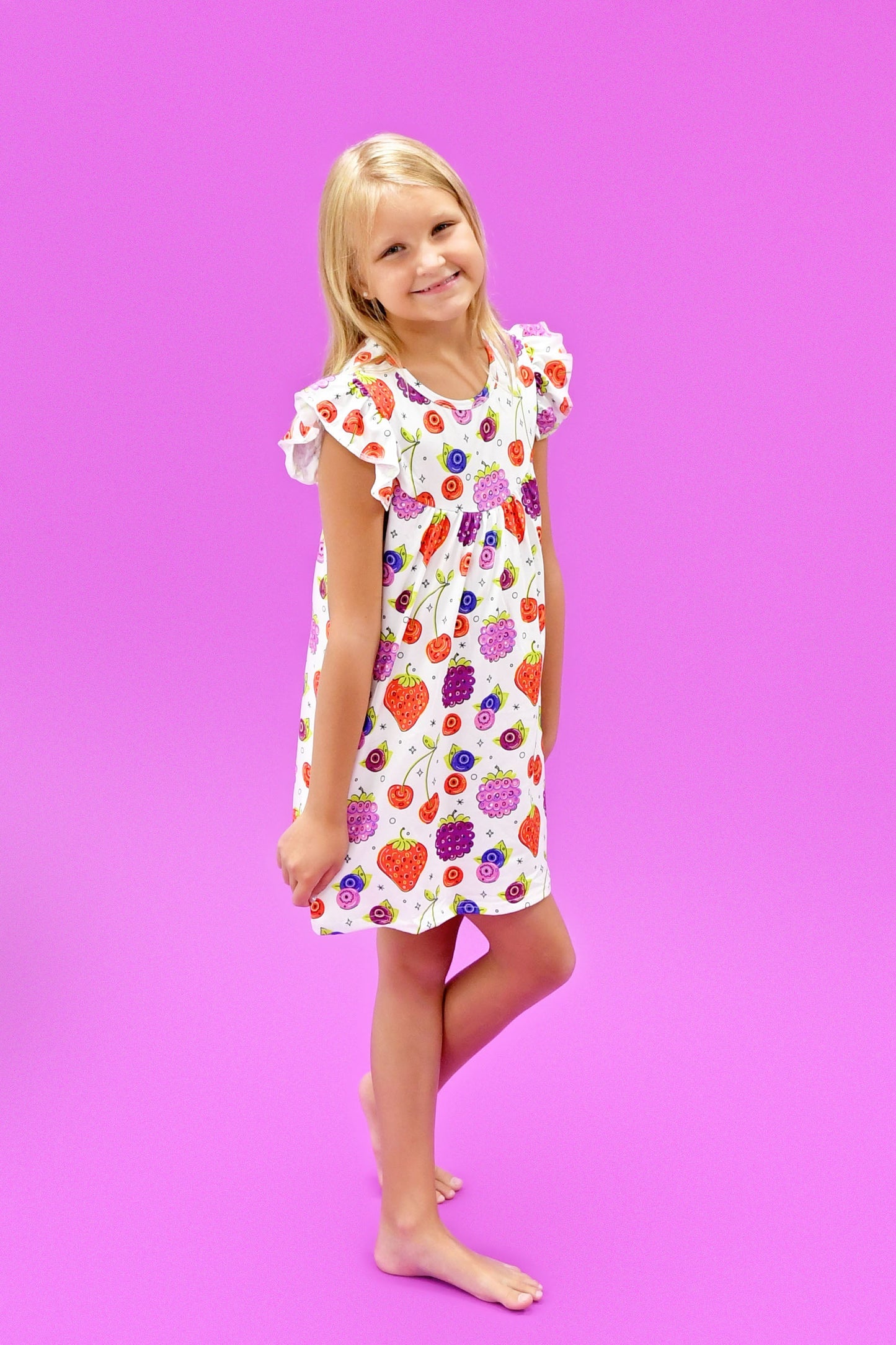 Mixed Berry Milk Silk Flutter Dress