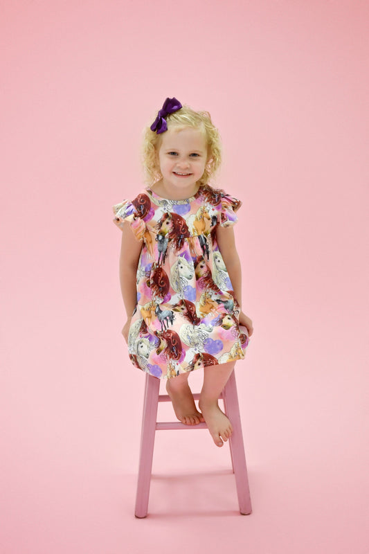 Horse Head Milk Silk Flutter Dress