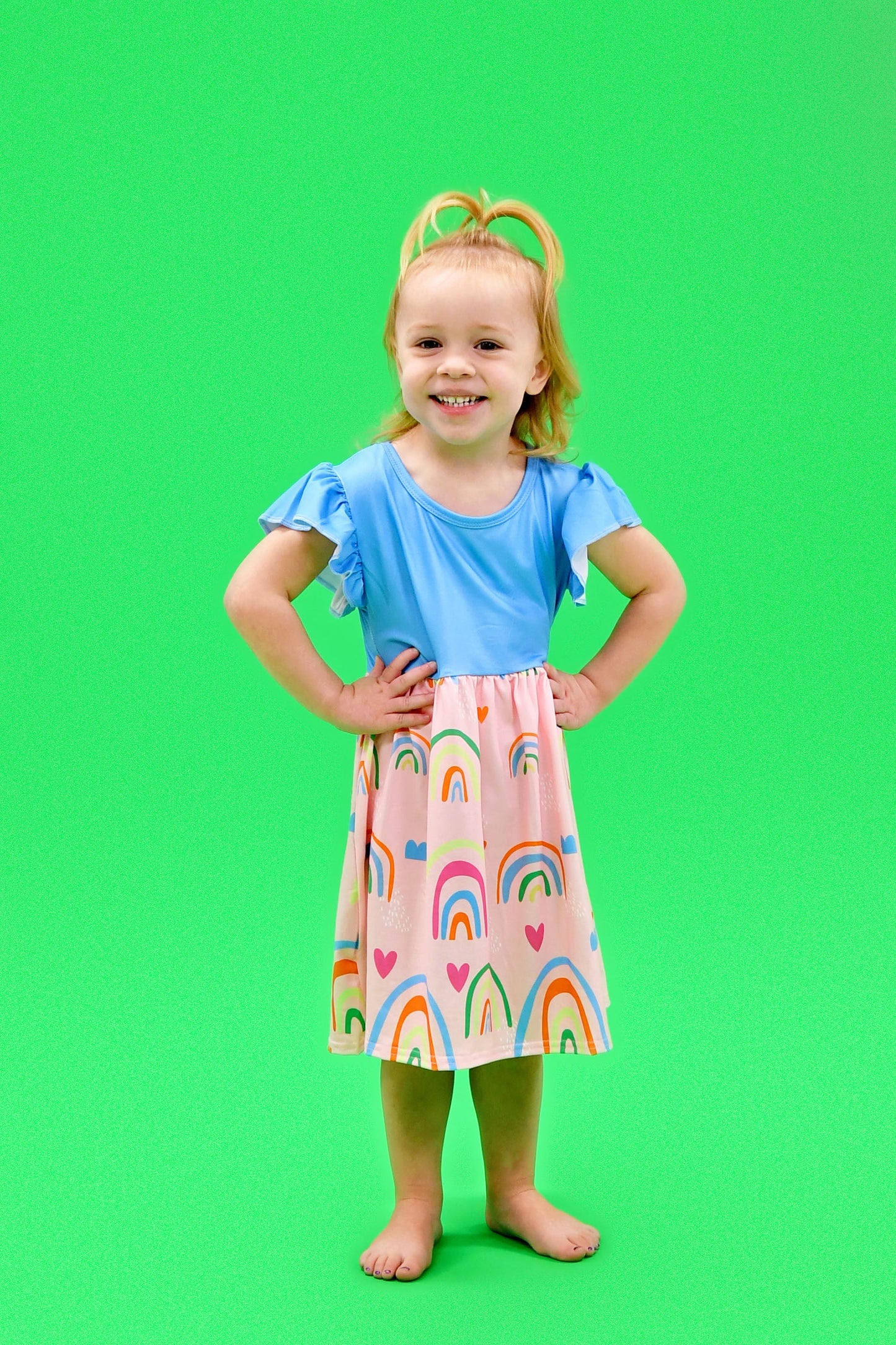Blue Skies and Rainbows Long Flutter Milk Silk Dress