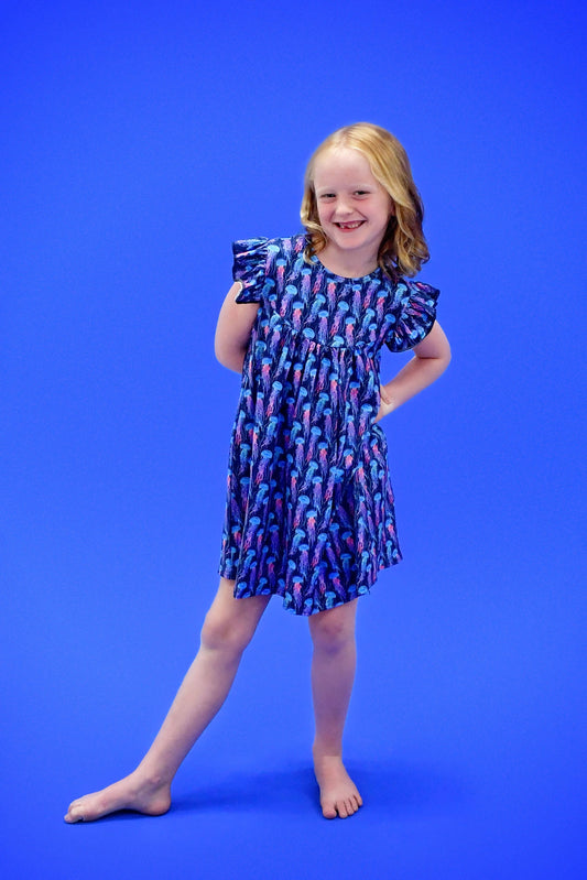 Jellyfish Milk Silk Flutter Dress