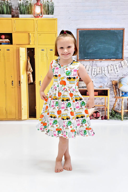 Back To School White Tank Ruffle Milk Silk Dress