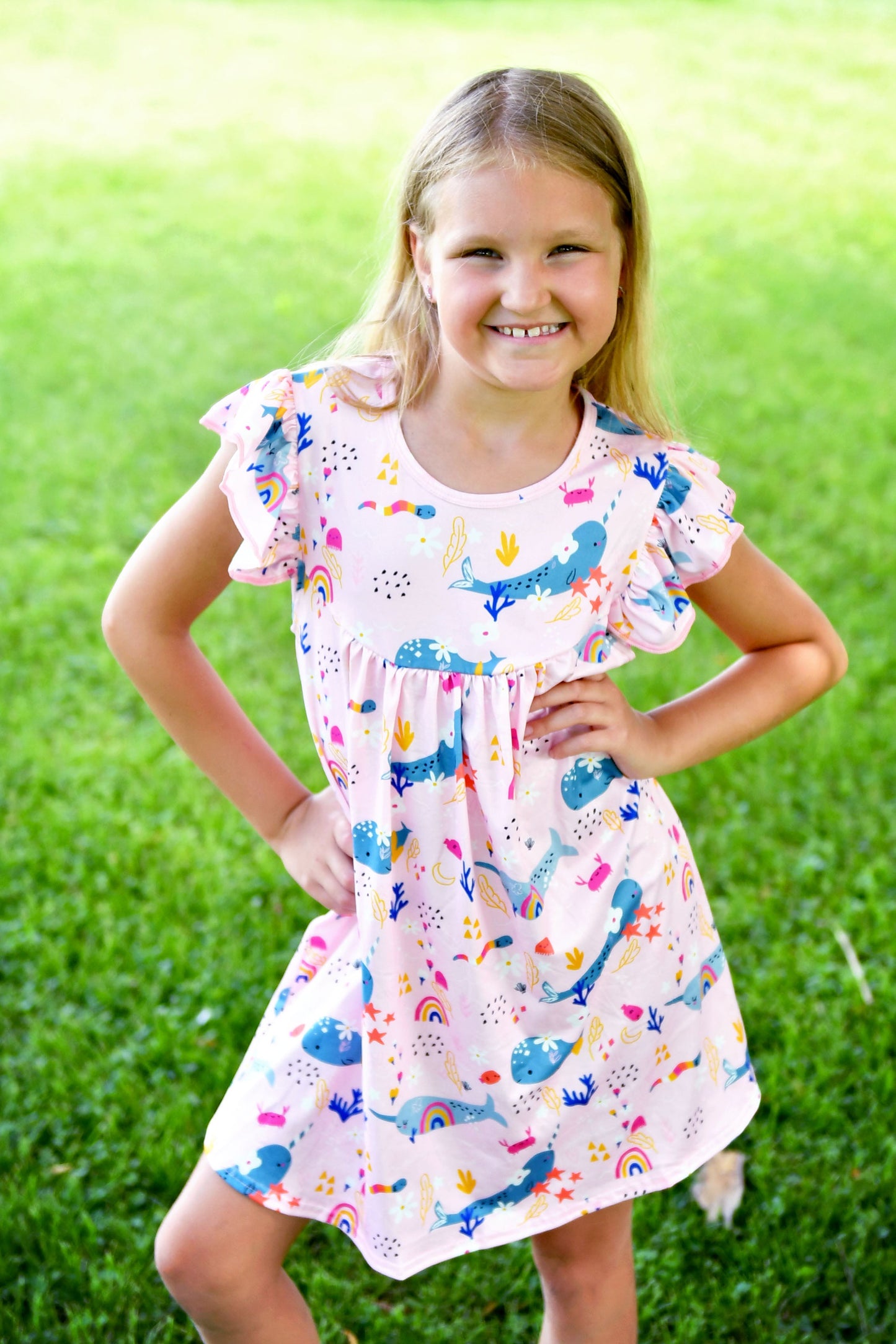 Narwhal Milk Silk Flutter Dress
