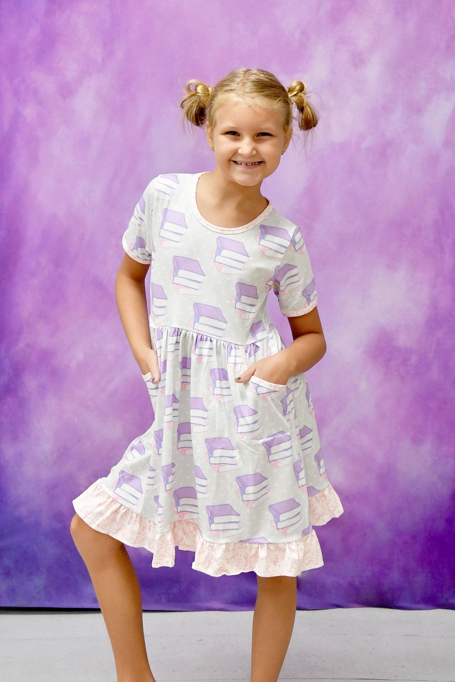 Book Lover Short Sleeve Pocket Milk Silk Dress