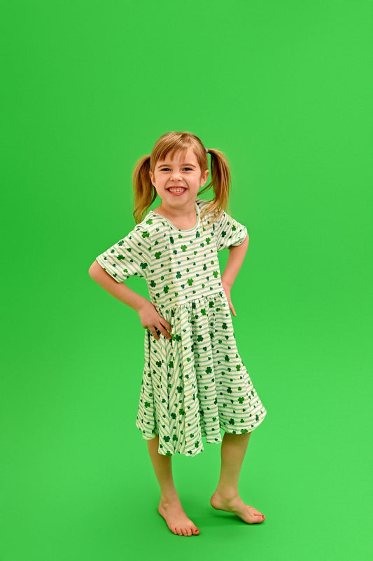 Shamrock Short Sleeve Milk Silk Twirl Dress