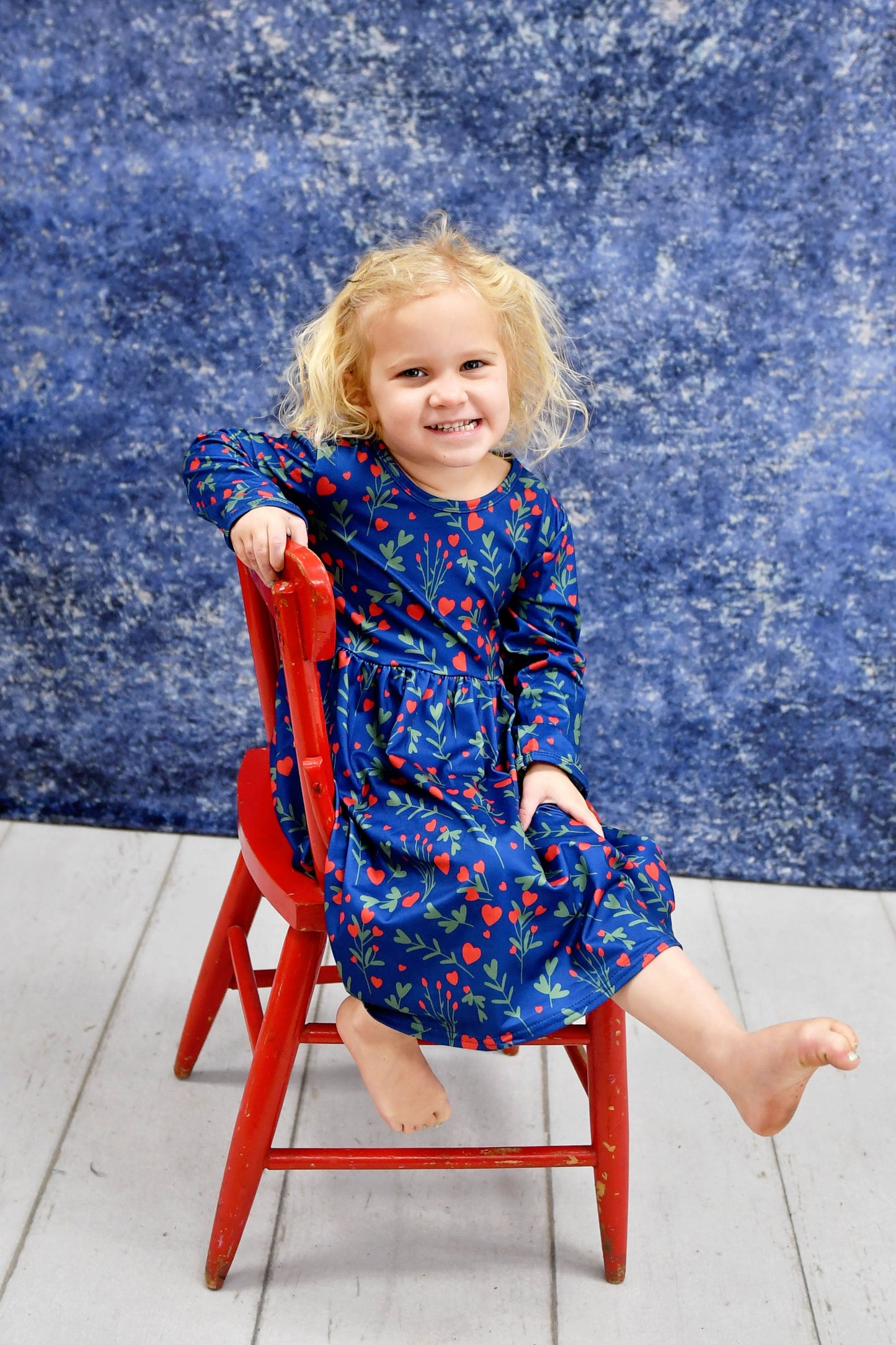 Heart Tulips Long Sleeve Milk Silk Dress