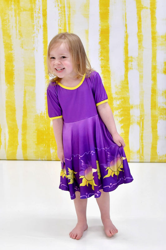 Tower Princess Short Sleeve Milk Silk Twirl Dress