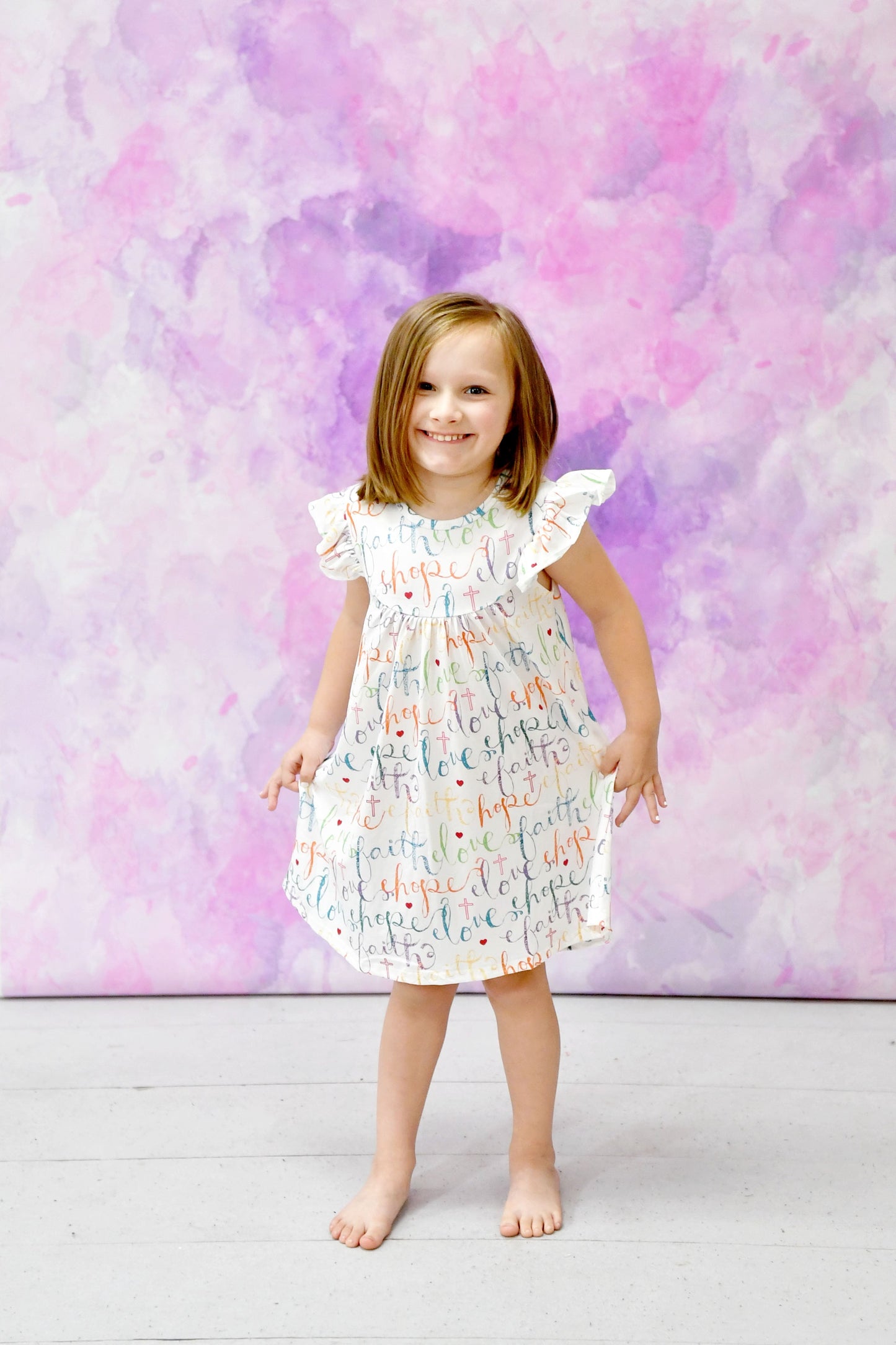 Hope, Faith and Love Milk Silk Flutter Dress
