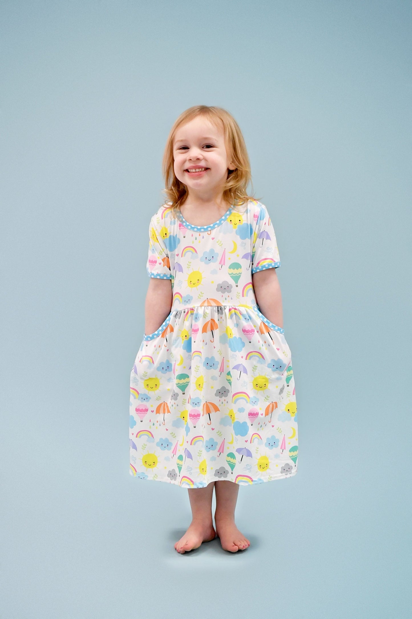 Spring Friends Short Sleeve Pocket Milk Silk Dress