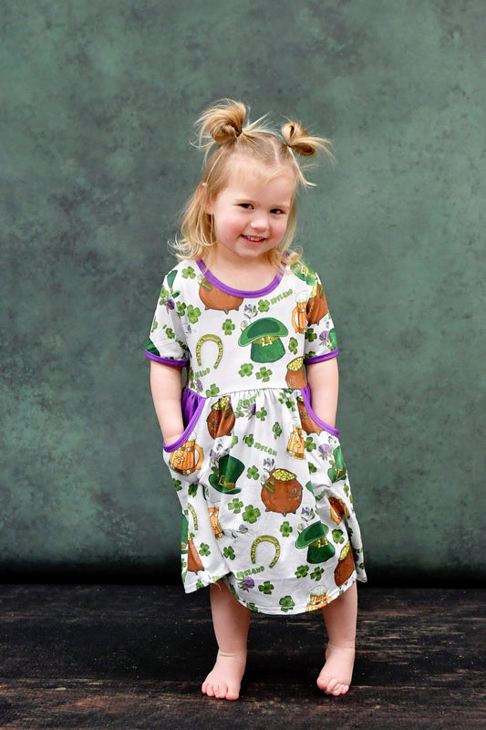 Ireland Short Sleeve Milk Silk Dress