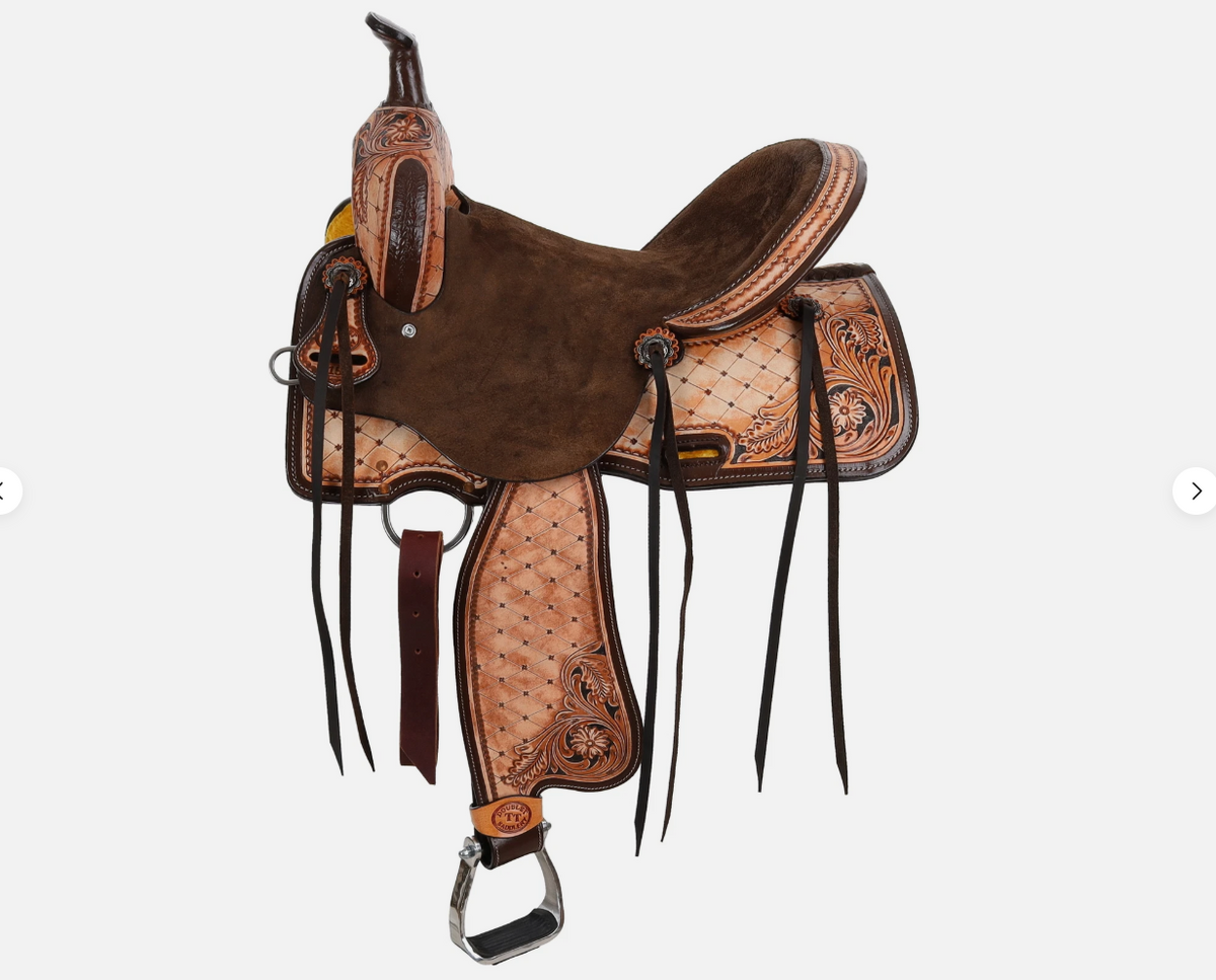 Double T Roughcut Diamond Barrel Style Saddle - 15"