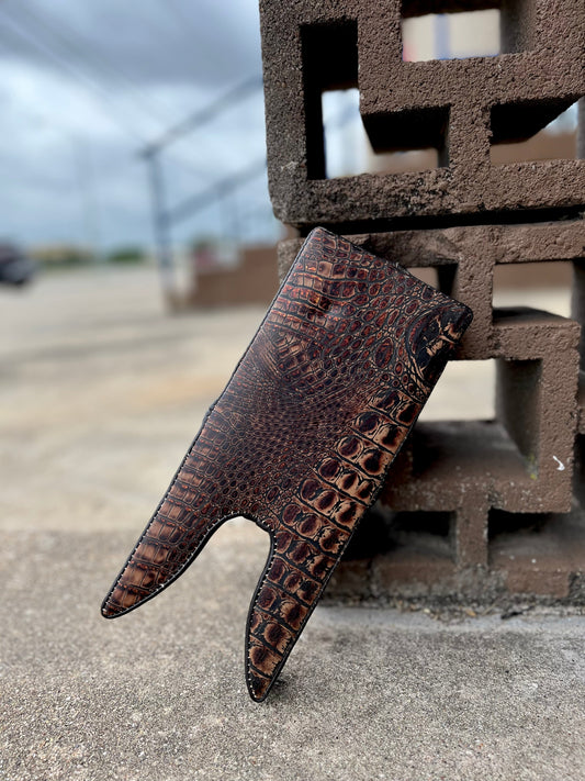 Brown caiman boot jack