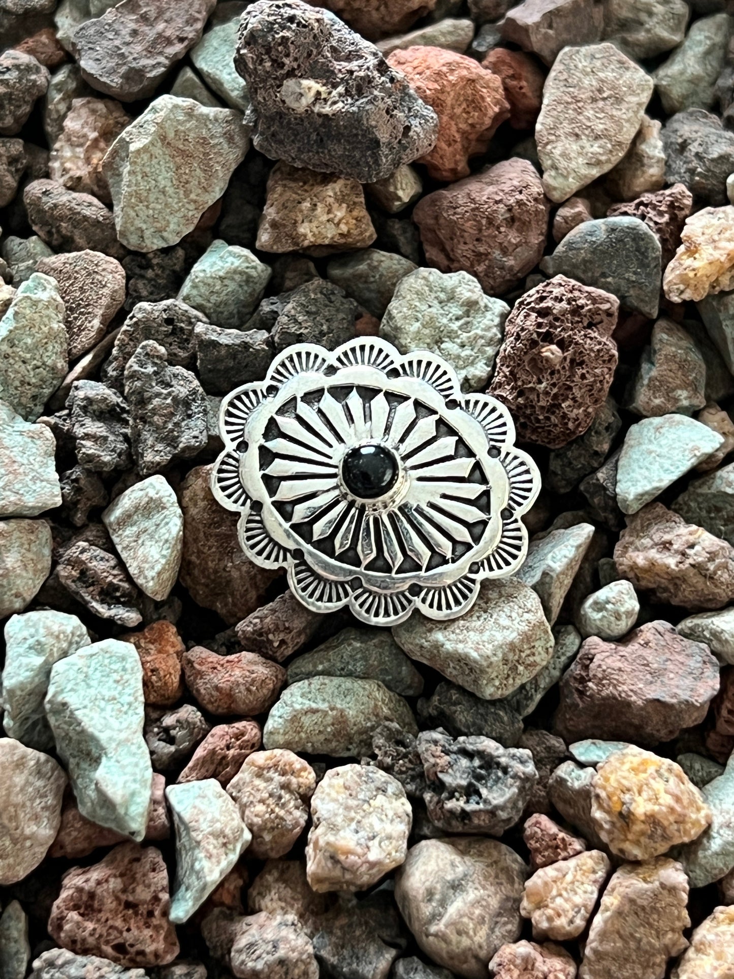 Sterling Silver and Onyx Traditional Style Concho Slide