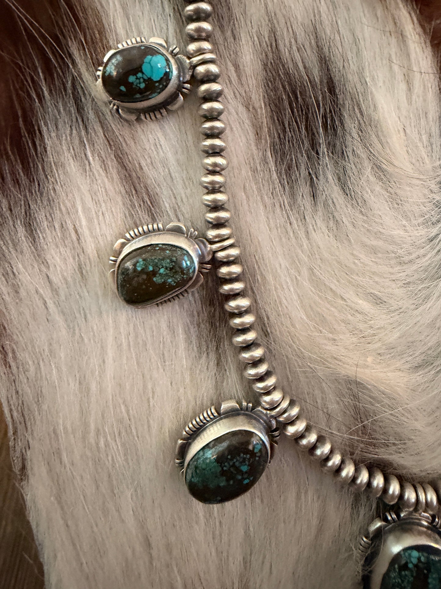 Handcrafted Bisbee Turquoise & Sterling Silver Necklace and Earring Set