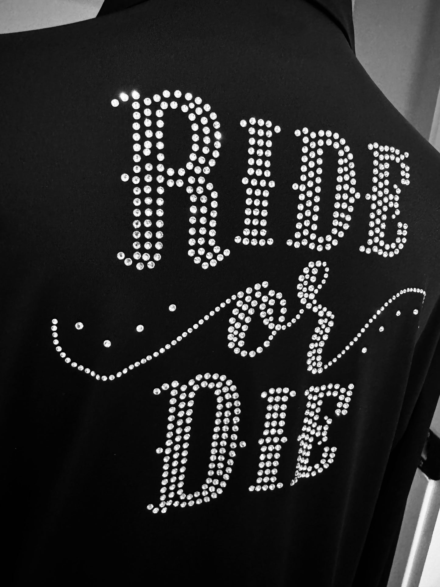 Ride Or Die Rhinestone 4 Way Stretch Button Up Rodeo Shirt -Black