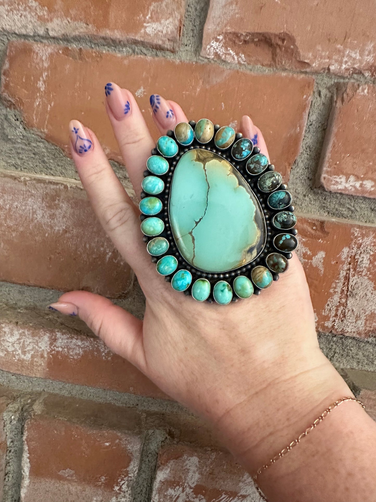 Beautiful Handcrafted Sterling Silver & Turquoise Statement Ring by Blaine Yellowhorse, Size 7