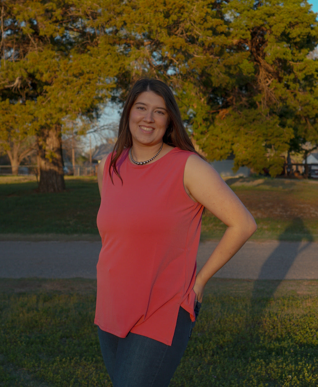 Rose - Plus Size - Sleeveless Side Slit Top