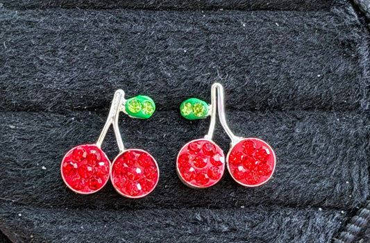 Cherry Stud CZ Sterling Silver Earrings
