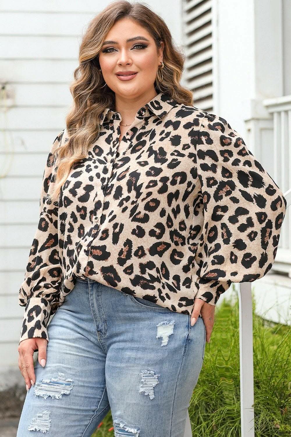 Elegant Printed Plus Size Blouse