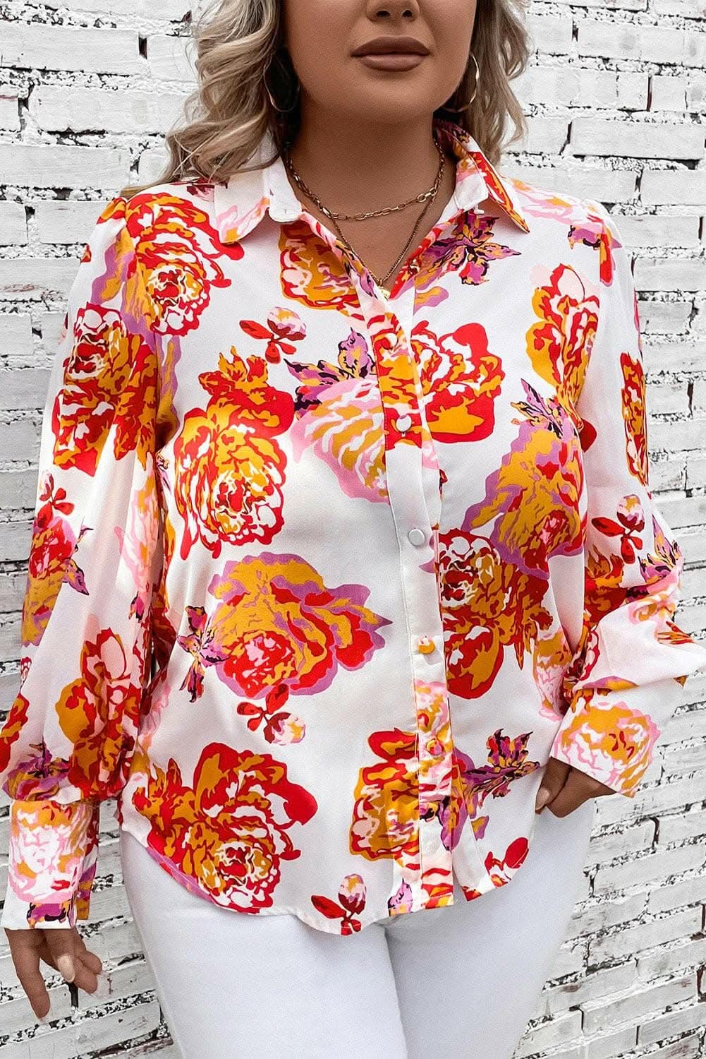 Elegant Printed Plus Size Blouse