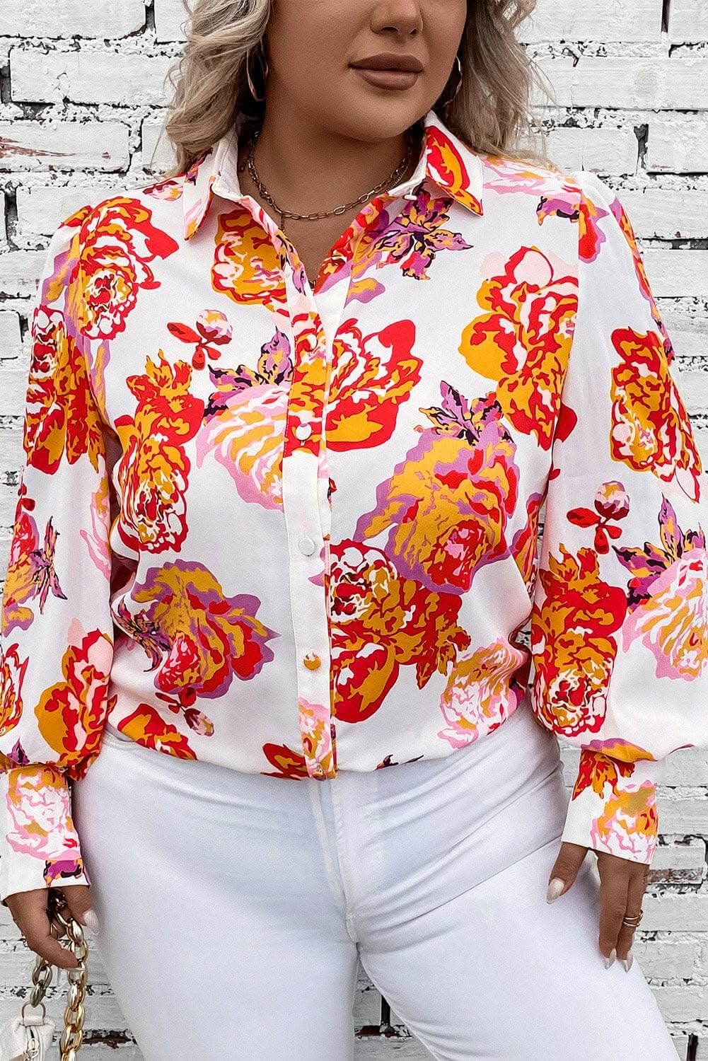 Elegant Printed Plus Size Blouse
