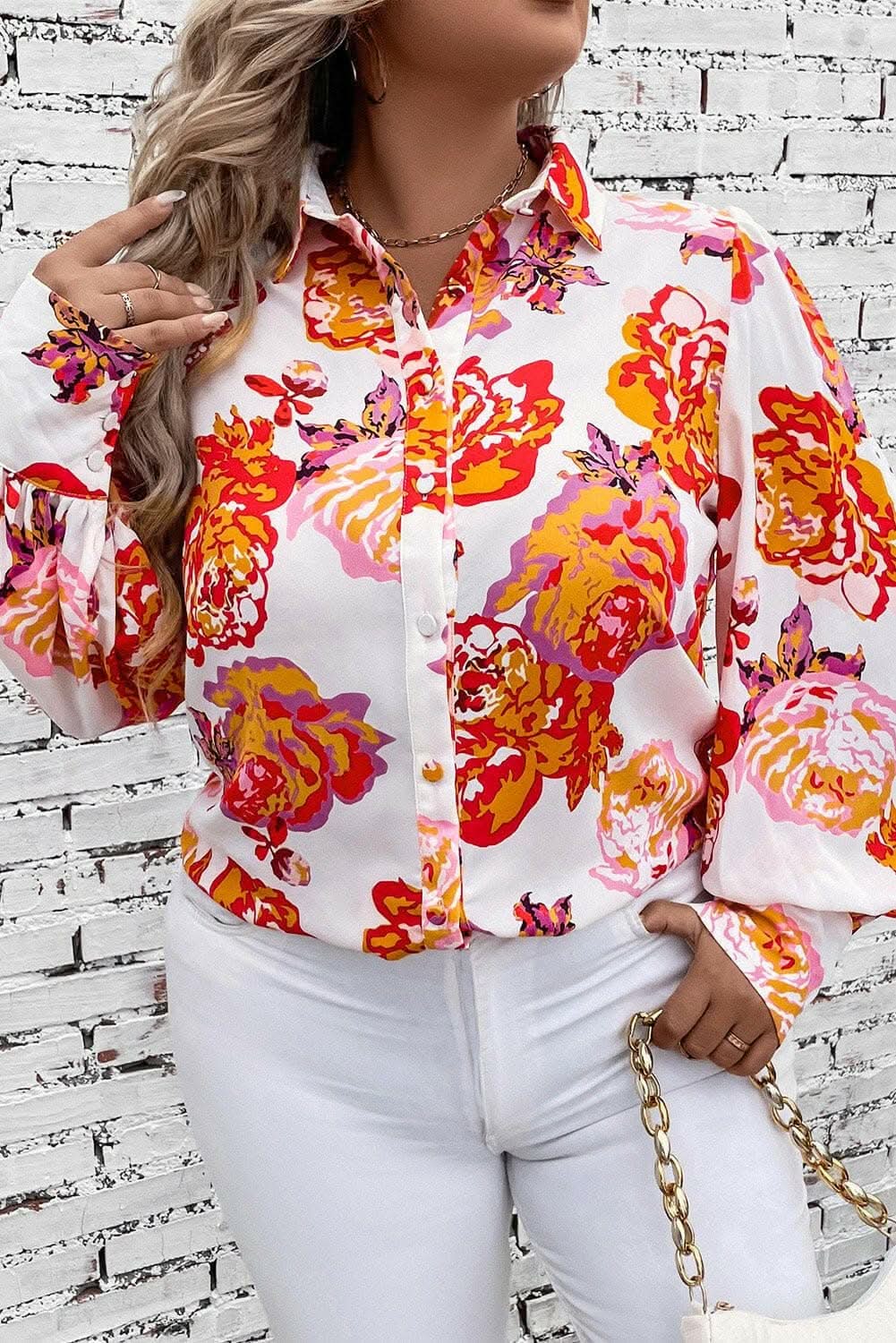 Elegant Printed Plus Size Blouse