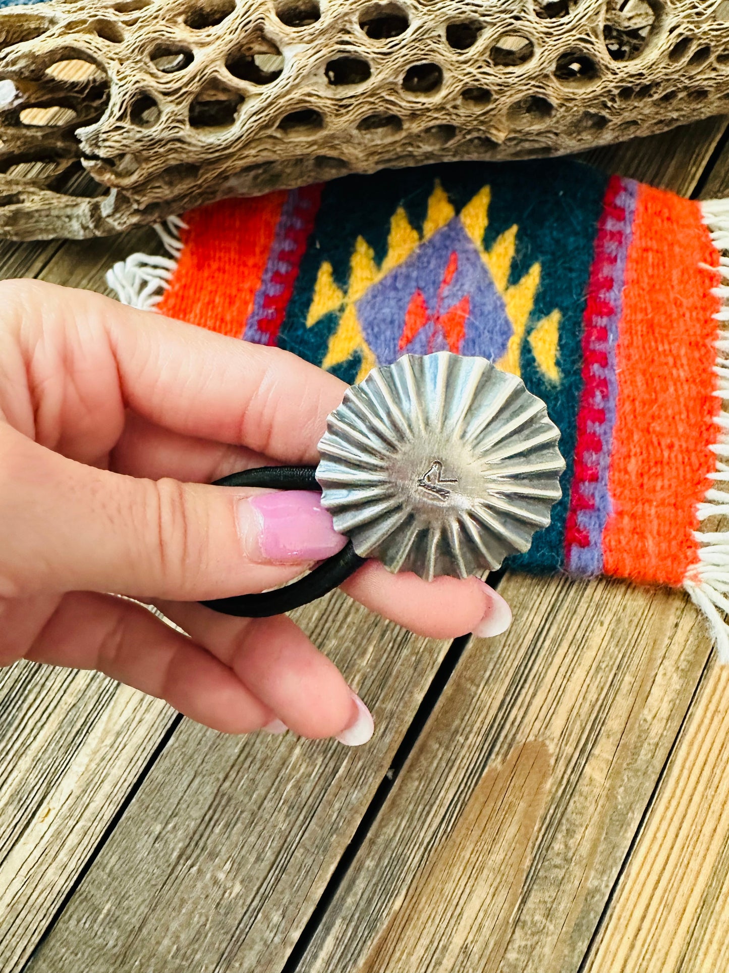 Handcrafted Sterling Silver Hand Stamped Horse Hair Tie