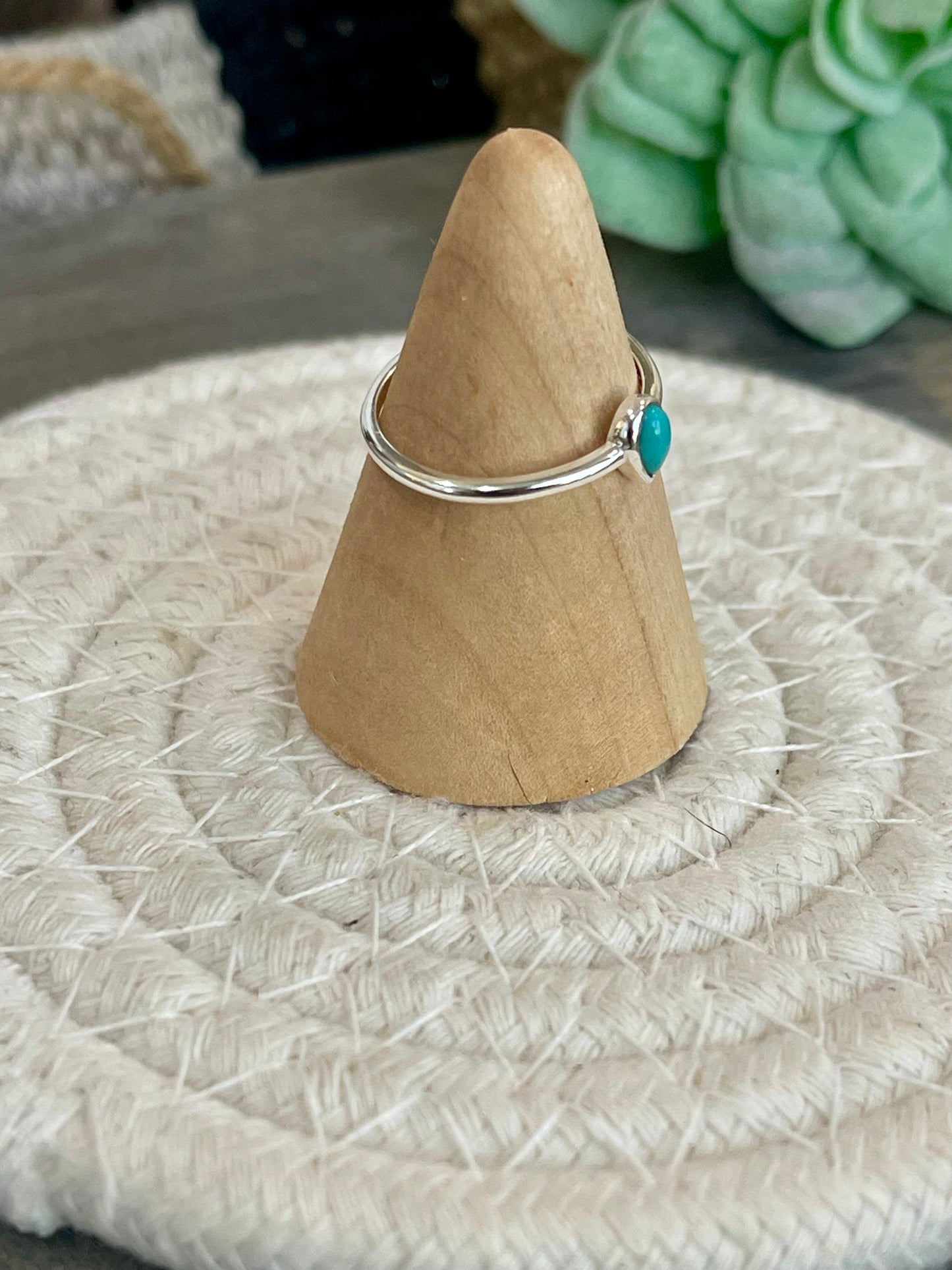 Handmade Turquoise Sterling Silver Mini Teardrop Ring