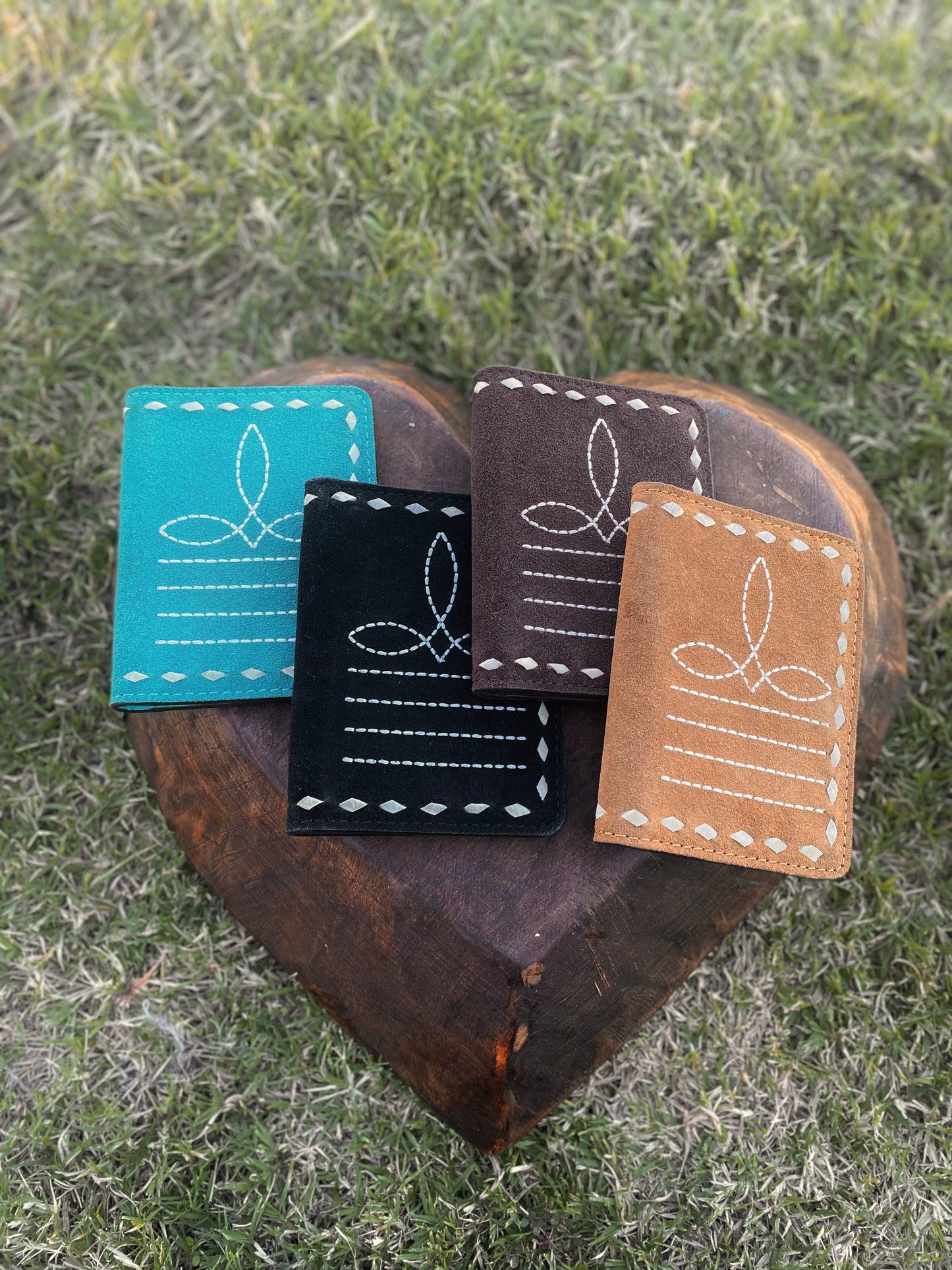 Brown BootStitch Suede Leather Passport Cover